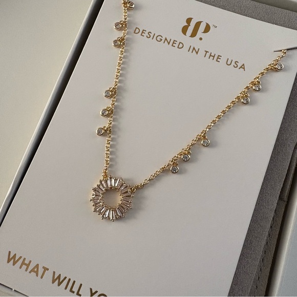 Bomb Party Lumina In Glittering Geometry Necklace Diamond CZ Gold Plating - Picture 5 of 11